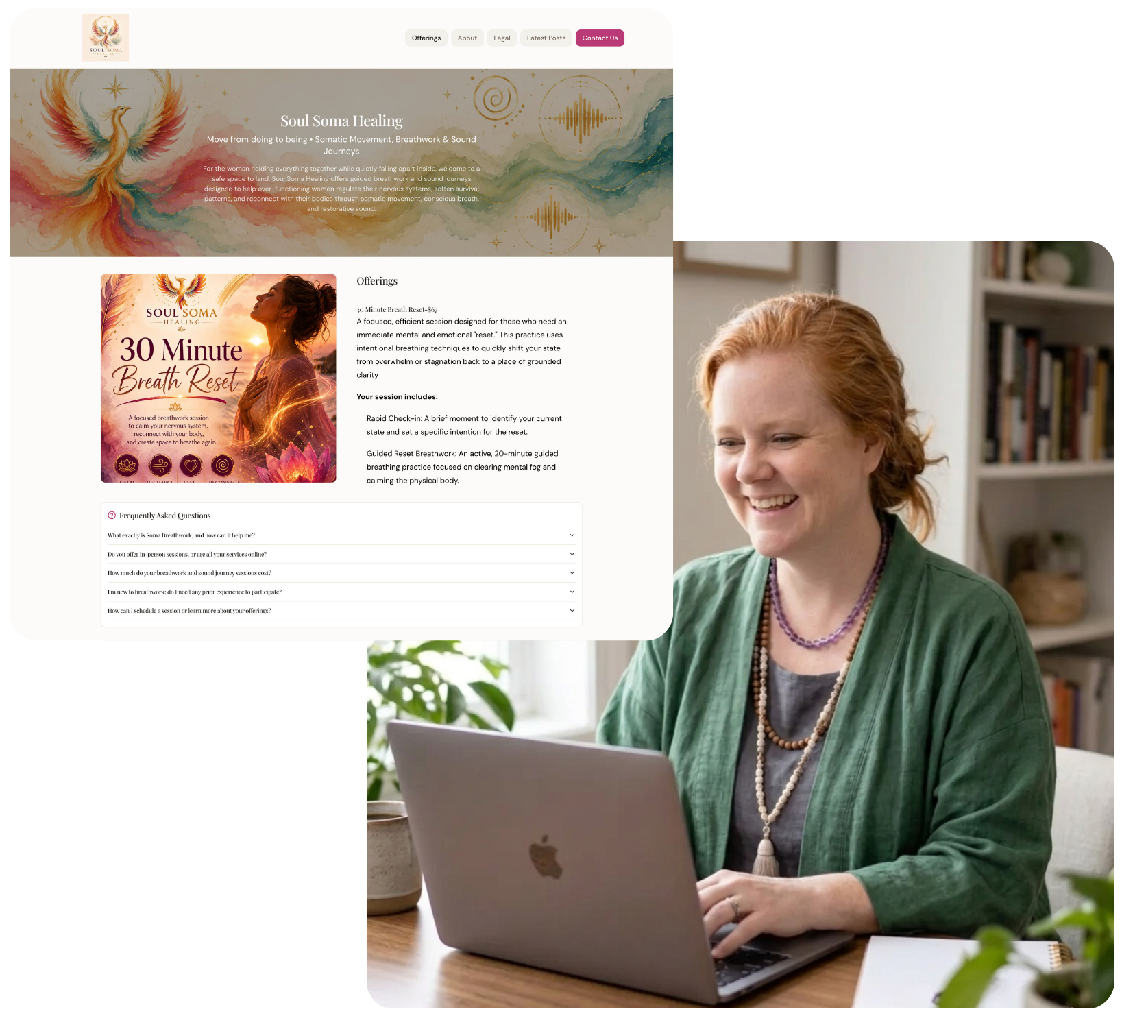 Example of a Soul Soma Healing small business website built with SprySite