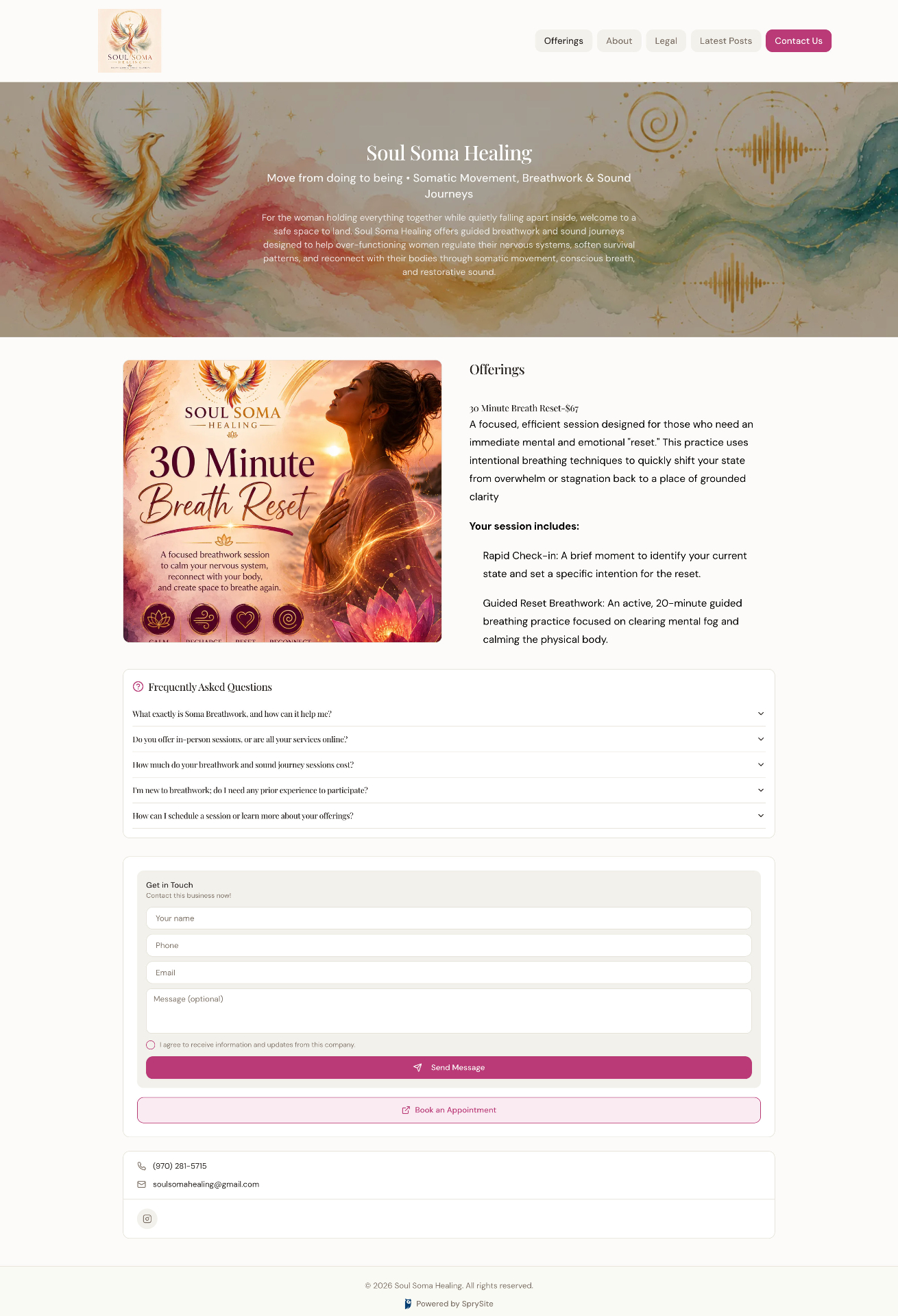 Soul Soma Healing wellness website example