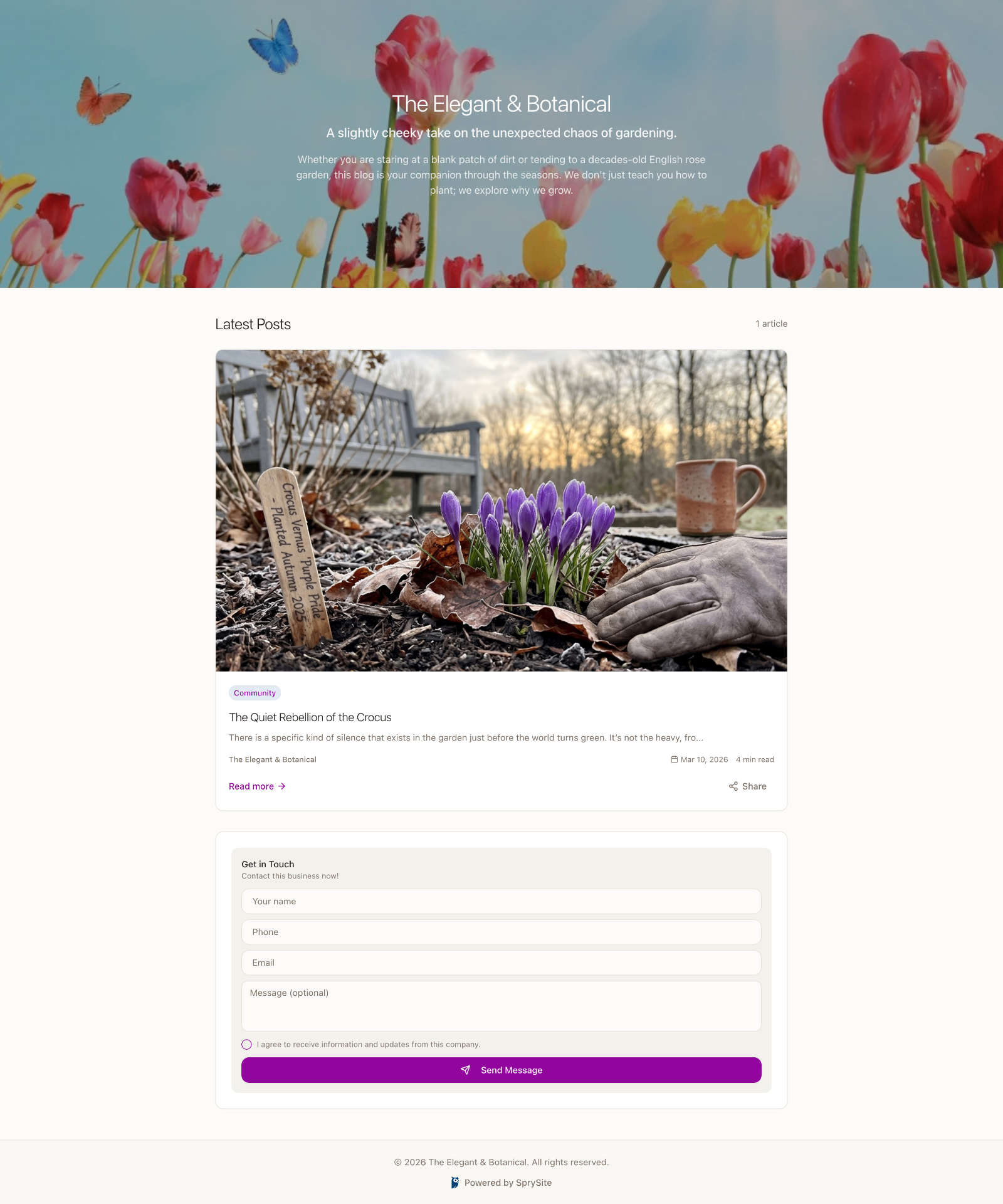Garden blog website example