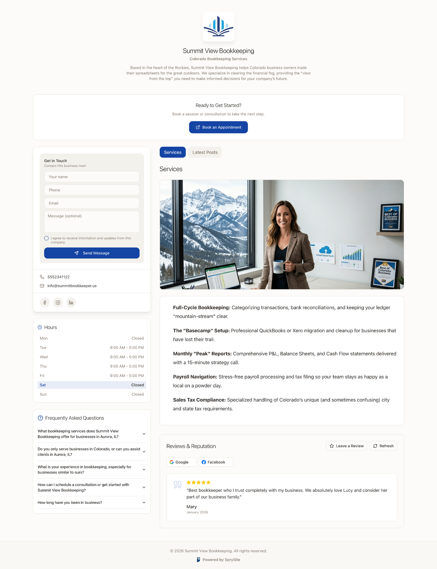 Bookkeeper website example