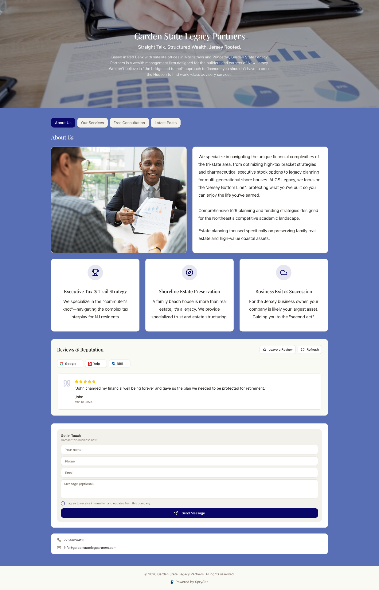 Financial advisor website example