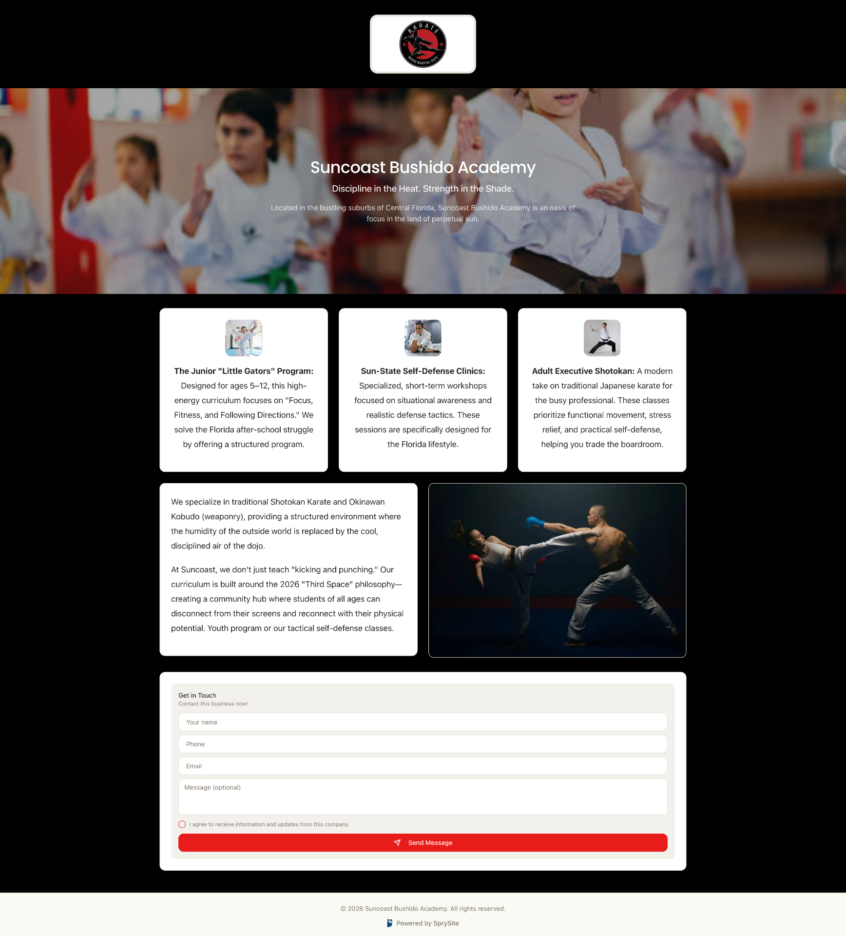 Karate studio website example