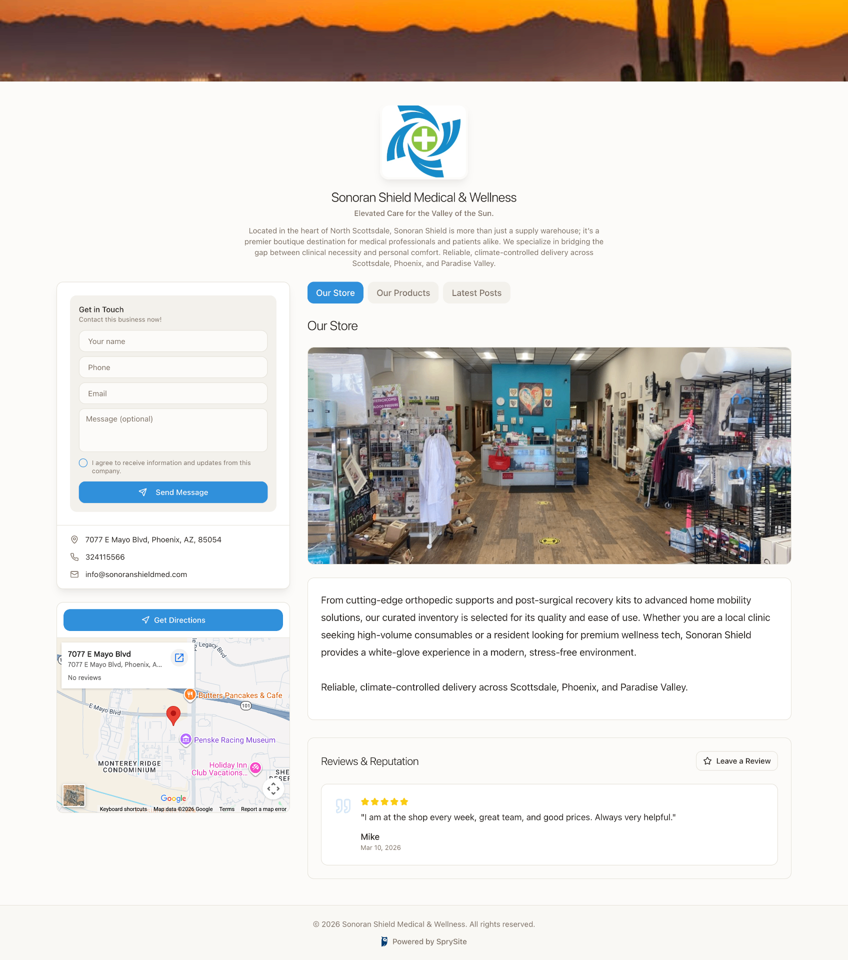 Medical supply store website example