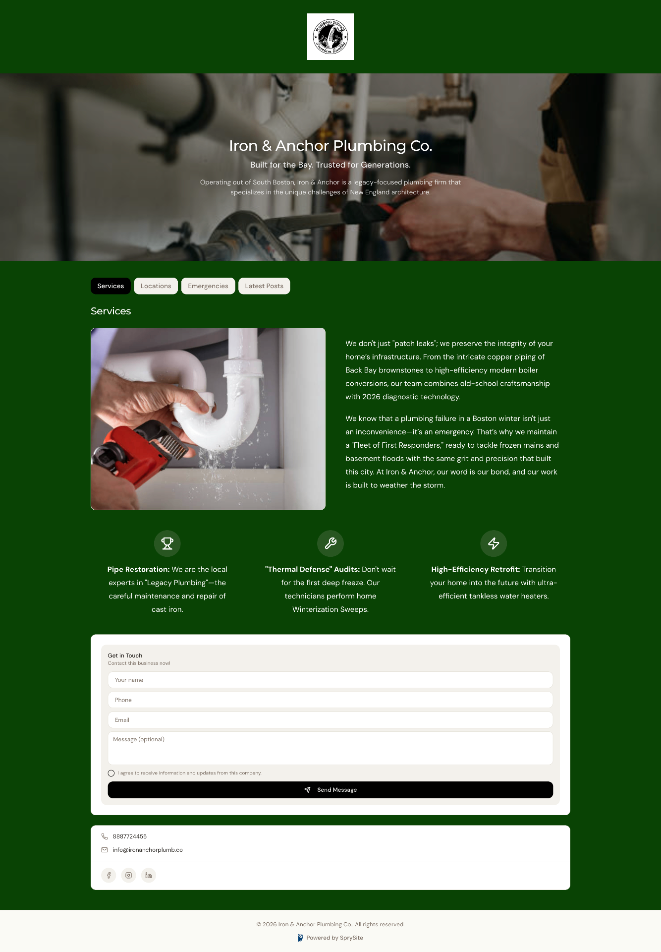 Plumber website example