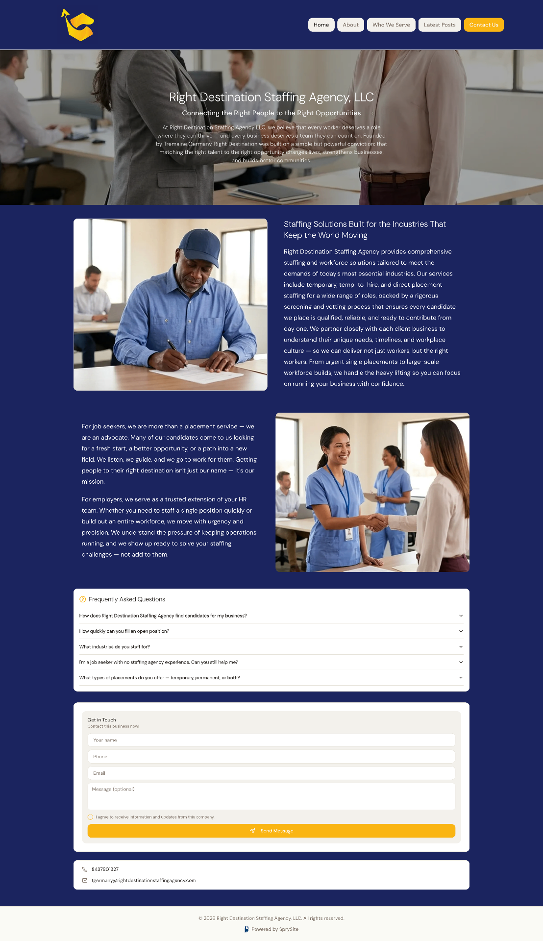 Staffing agency website example